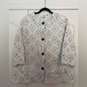 Tanjay White and Black Cotton Button Up Jacket - size 20W